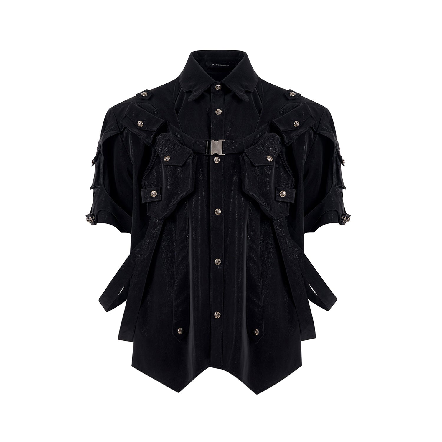 Short Sleeve Men's Dark Pioneer Bandage Jacket Black GlamzKart