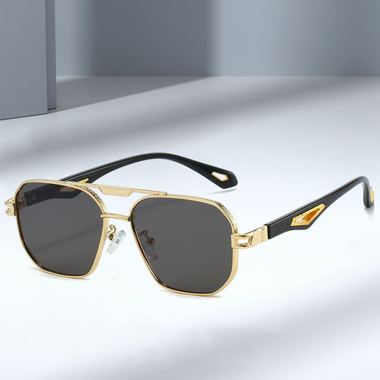 Men's Fashion Double Beam Box Hollow Sunglasses GlamzKart
