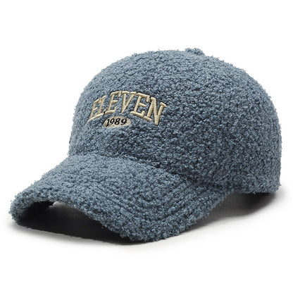 Winter Lambskin Thickened Warm Baseball Cap Blue Adjustable GlamzKart