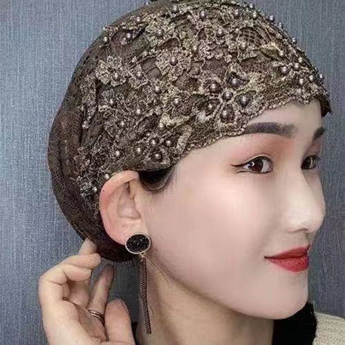 Beaded Cap Scarf Pullover Convenient Toque Coffee Free Size GlamzKart