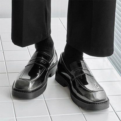 Hong Kong Style Thick-soled British Style Leather Shoes Spring And Autumn Single-layer Shoes Change Gray GlamzKart