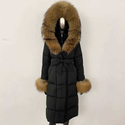 Thickened Long Section White Goose Down Slim Fit Women's Coat