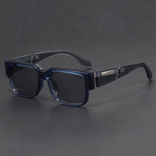 Gray Blue Square Thick Frame Sunglasses UV-proof Retro Simple Sun Glasses GlamzKart