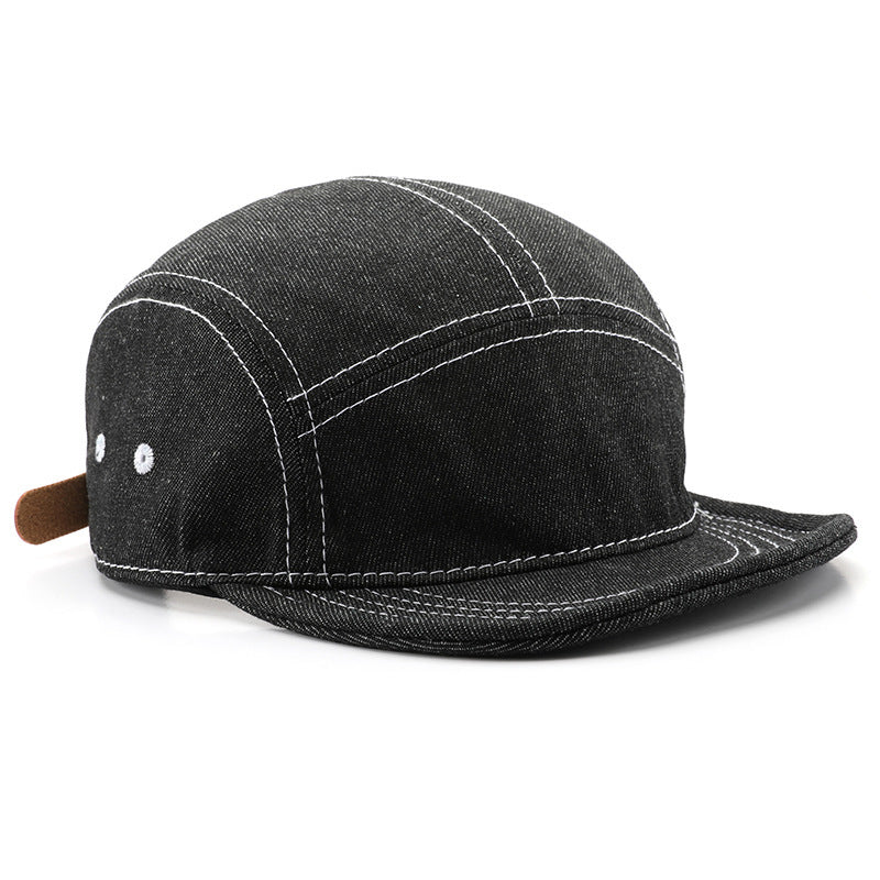 Solid Color Light Board Short Brim Washed Denim Baseball Cap GlamzKart