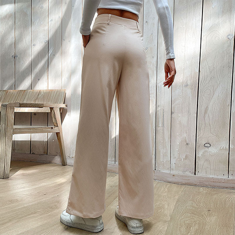 Women's Casual Slacks Splicing Straight-leg Pants GlamzKart