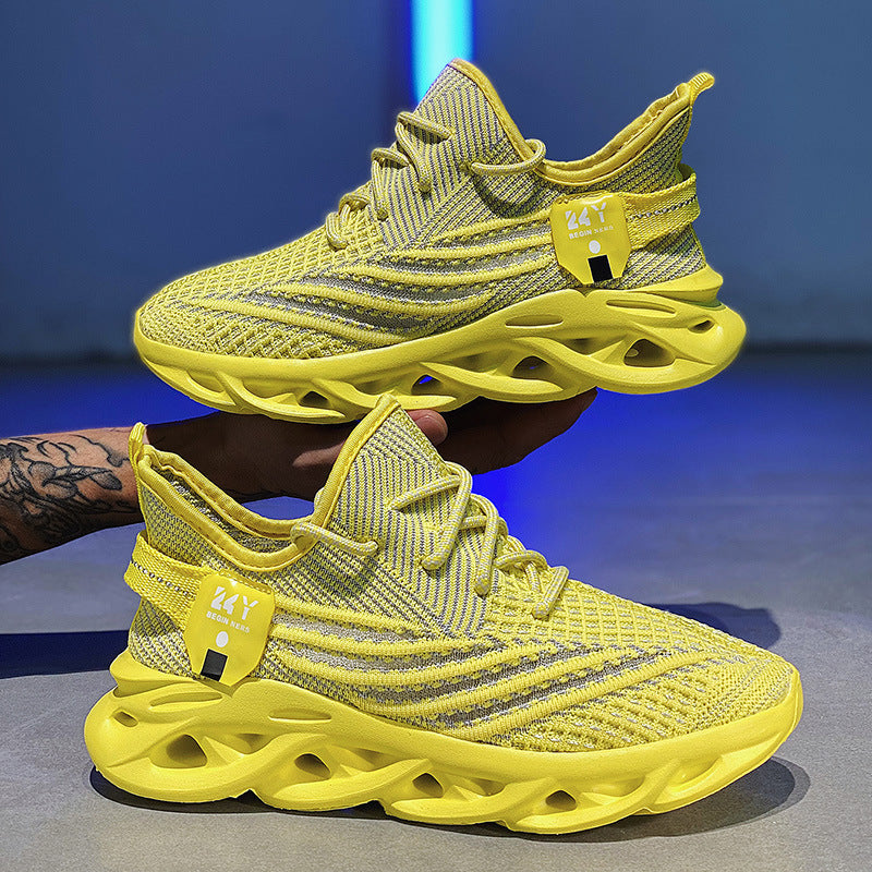 Flyknit Breathable Casual Sneaker Men's Mesh Surface Platform Running Shoes GlamzKart
