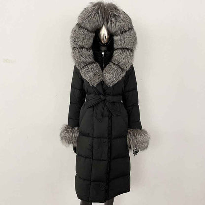 Thickened Long Section White Goose Down Slim Fit Women's Coat