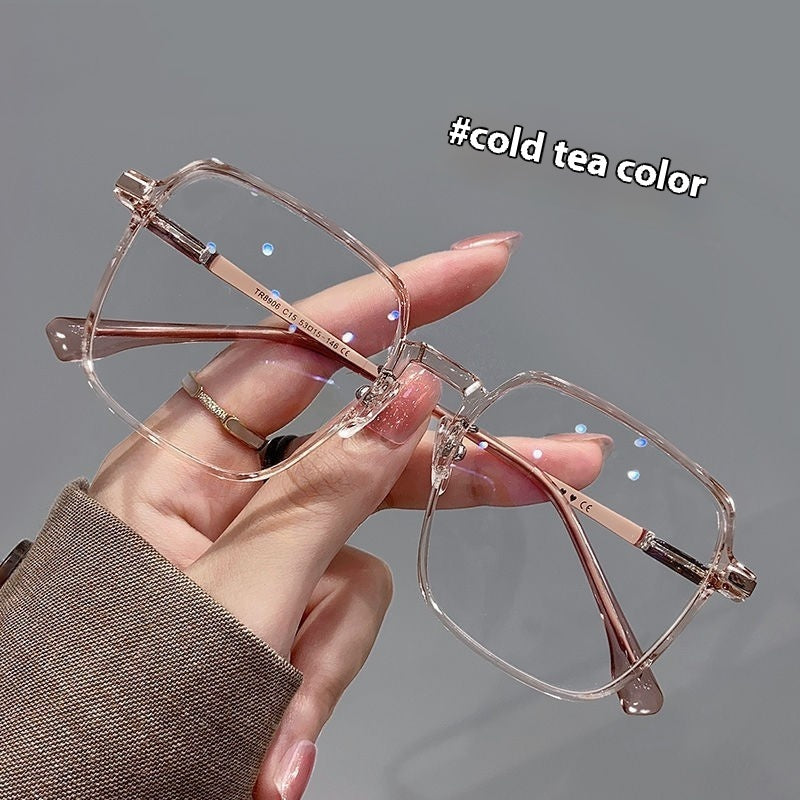 New Fashion Personality Color Changing Glasses Women Cold Brown Plain Glasses PC Sheet GlamzKart