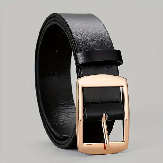 Men's Pin Buckle PU Microfiber Eyelet Belt Fashion Casual Belt Black D GlamzKart