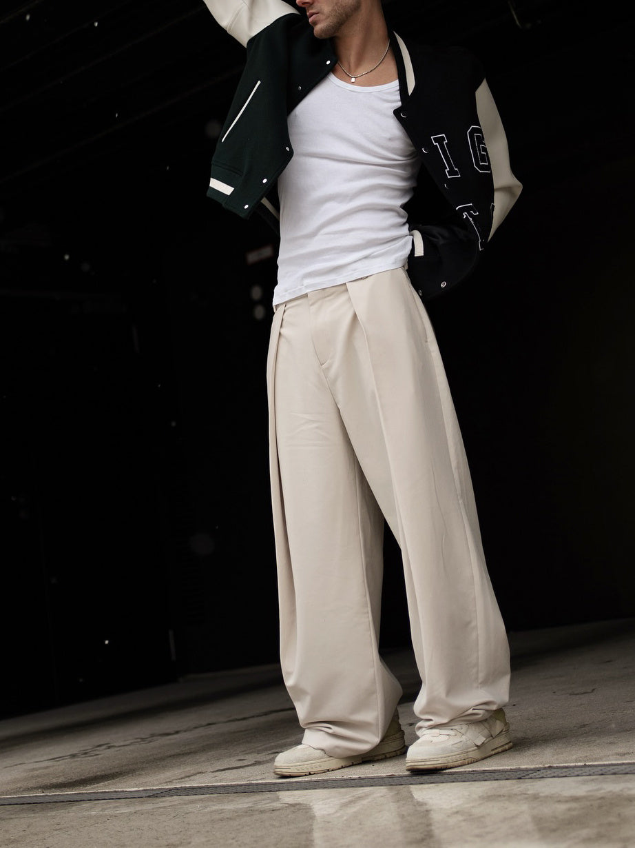 High-waisted Pleated Casual Pants GlamzKart