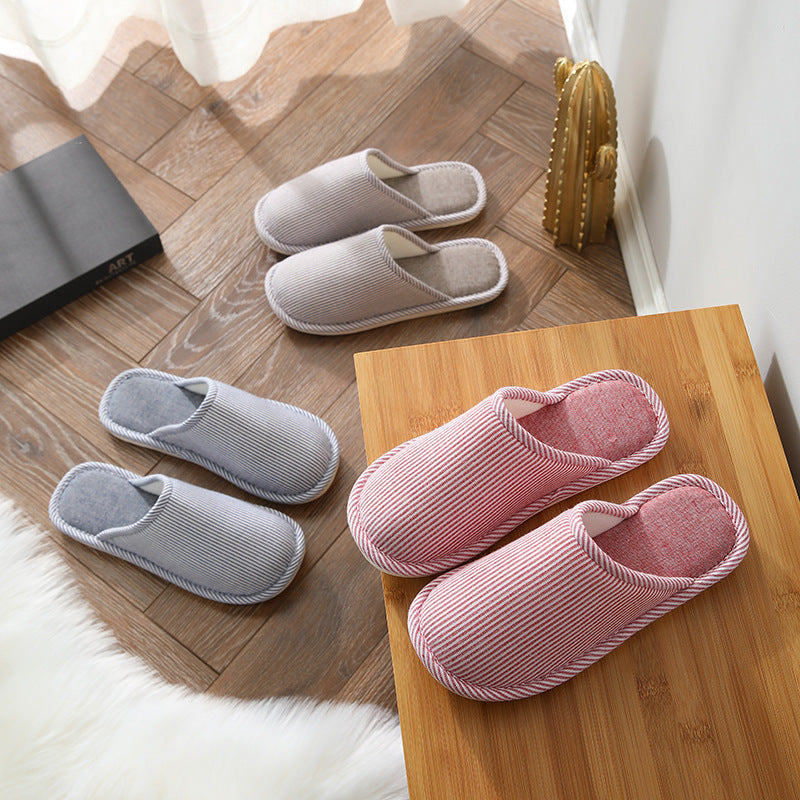 Household Stripes Home Indoor Non Slip Cotton Slippers GlamzKart