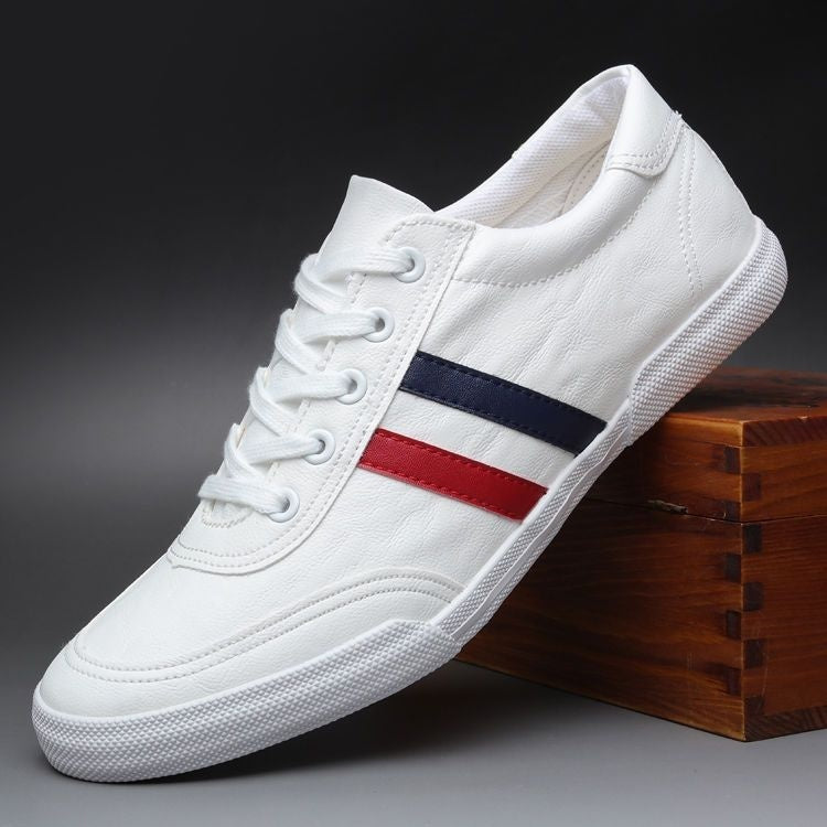 Men's Shoes Spring And Summer Breathable Fashionable Shoes Casual Odor-destroying Leather White Blue Shoes GlamzKart