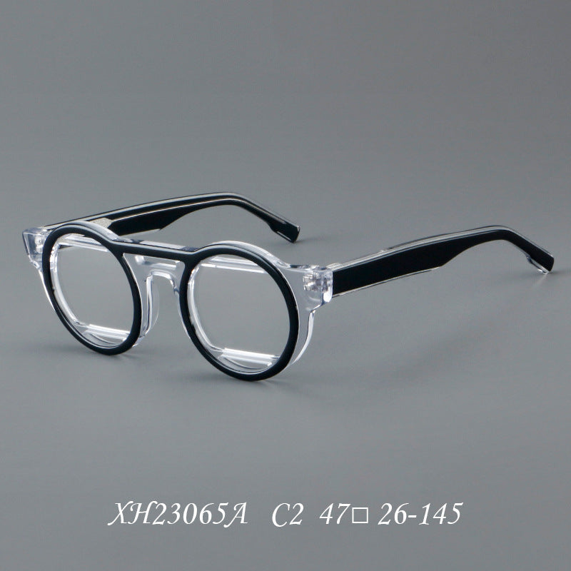 Sheet Metal Eyeglass Frame Retro Frame C2 Black Transparent GlamzKart
