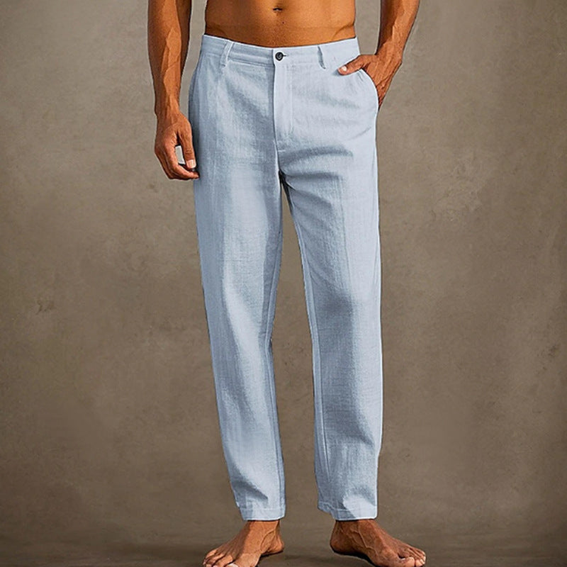 Men's Linen Beach Diagonal Pocket Cool Comfortable Breathable Skinny Pants GlamzKart
