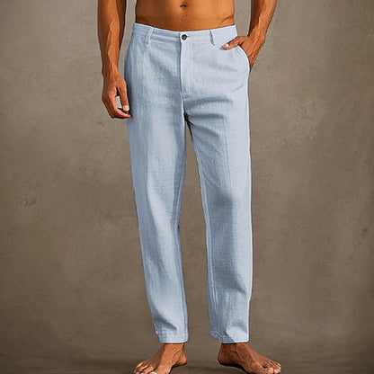 Men's Linen Beach Diagonal Pocket Cool Comfortable Breathable Skinny Pants GlamzKart