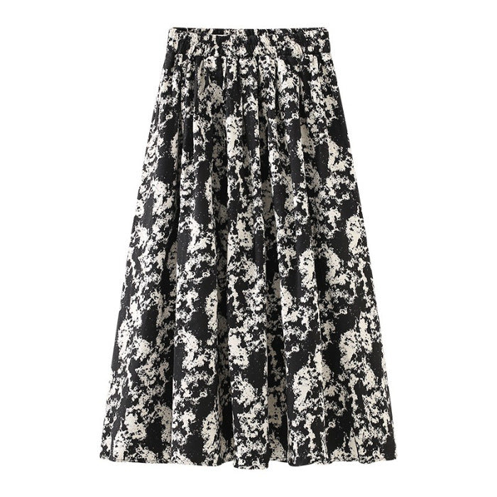 Women's Western Style Slimming Tie-dyed Skirt Black GlamzKart
