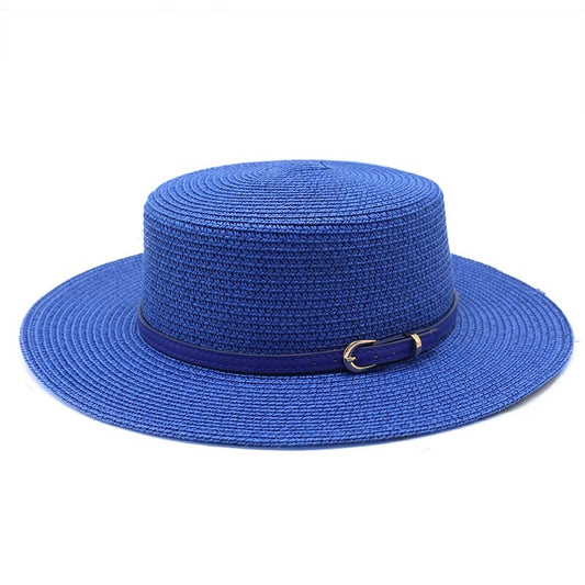 Wide Brim Flat Top Women's Spring And Summer Sun Beach Sun-proof Straw Hat GlamzKart