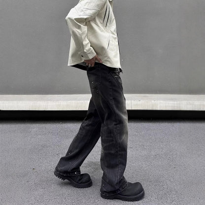 Washed Black Jeans Men's Retro Advanced GlamzKart
