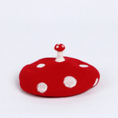 Top Small Mushroom Handmade Wool Felt Beret GlamzKart