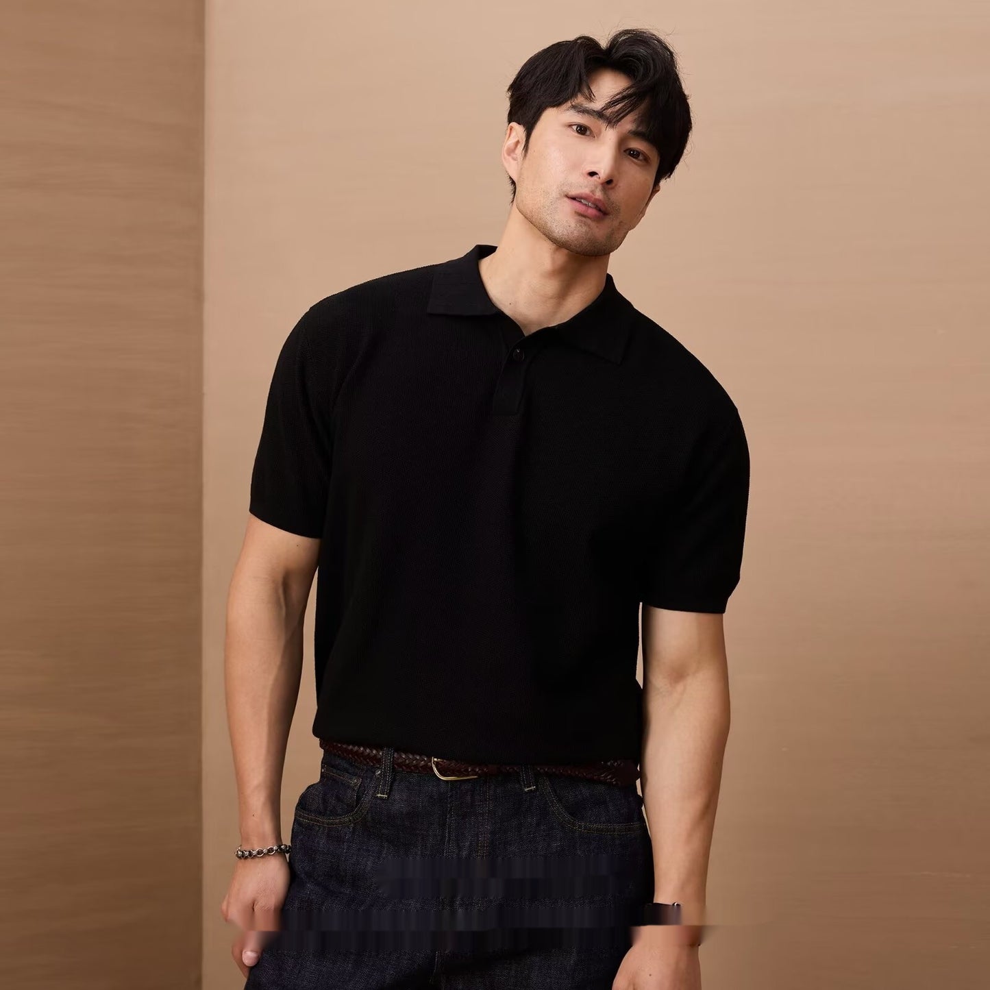Men's Loose And Simple Solid Color Business Sweater Black GlamzKart