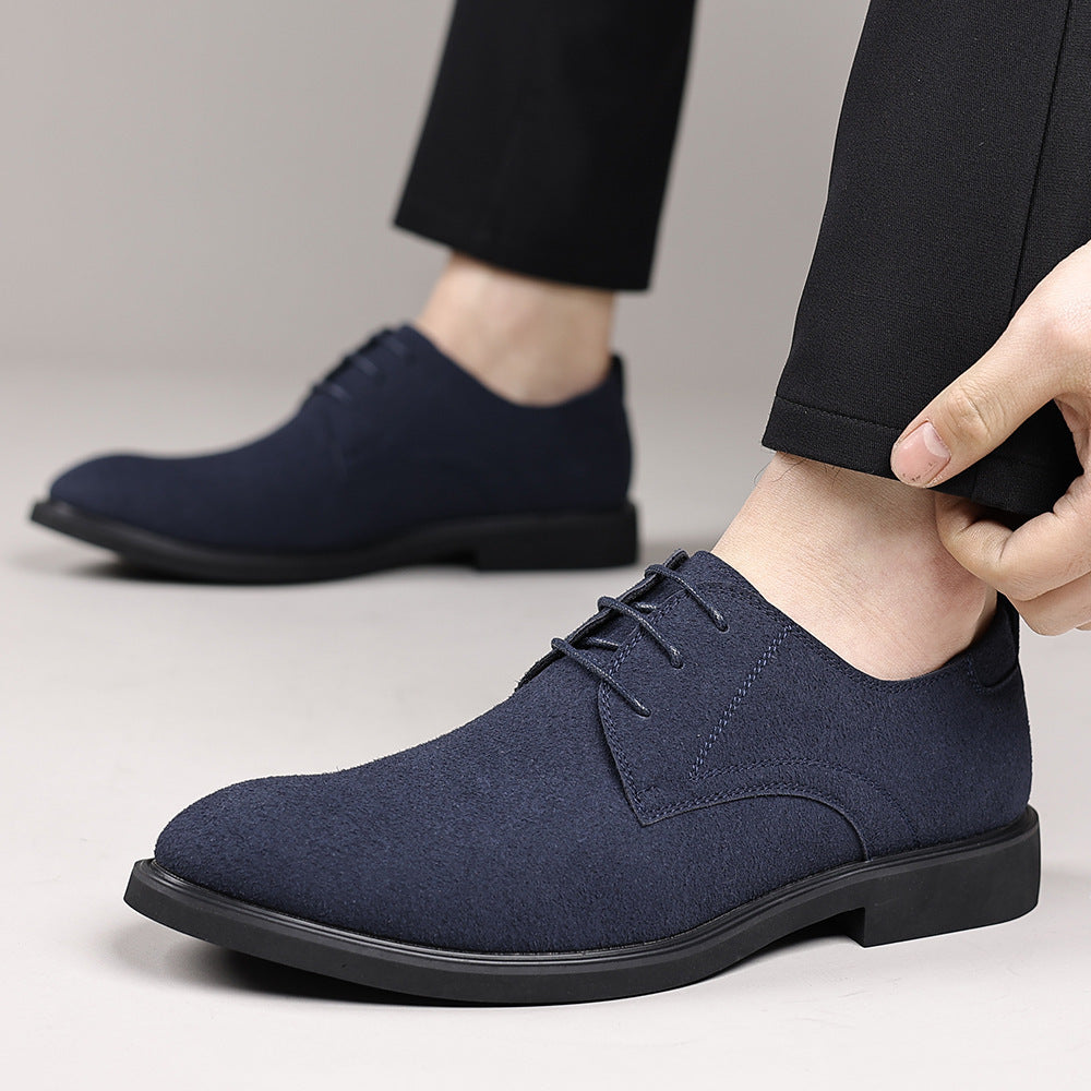 Fashion British Suede Leather Work Shoes Men Blue GlamzKart