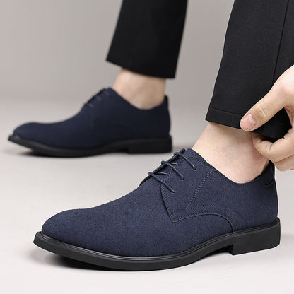 Fashion British Suede Leather Work Shoes Men Blue GlamzKart