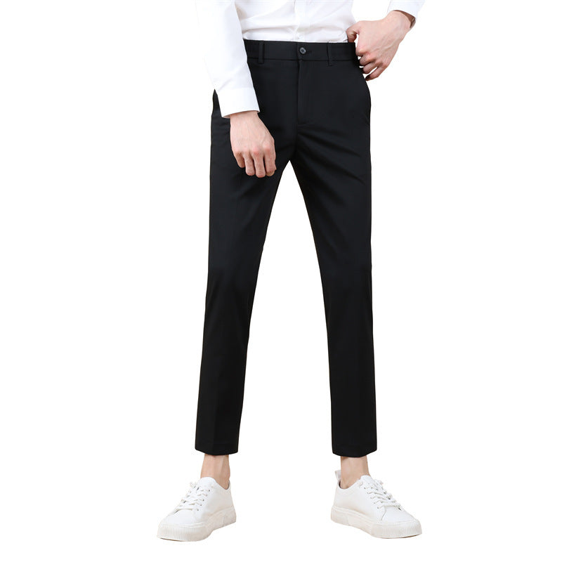 Summer Thin Cropped Men's Suit Pants Pencil Pants Solid Color Breathable GlamzKart