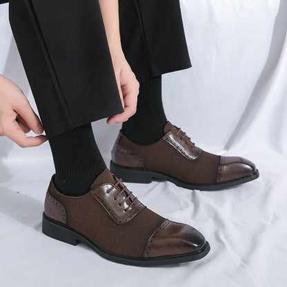 Men's Thick-soled Raised Round Toe Lace-up Business Leather Shoes GlamzKart