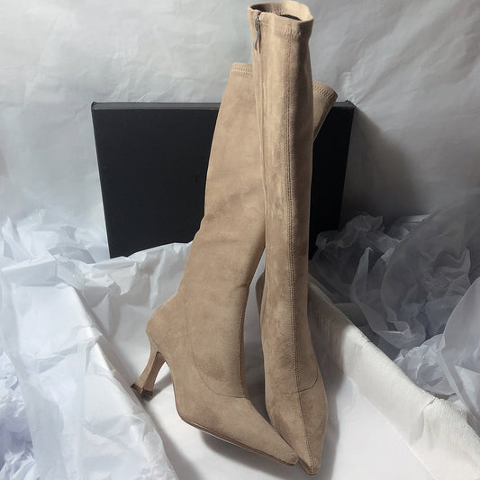 Women's Simple Side Zip High Heel Boots GlamzKart