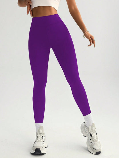 High Elastic Quick-dry Hip Raise Sports Yoga Pants Purple GlamzKart
