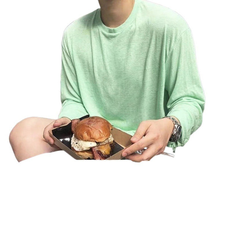 Men's Solid Color Loose Long Sleeves T-shirt GlamzKart