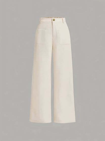 Tall Loose All-matching Corduroy Retro Straight-leg Trousers White GlamzKart