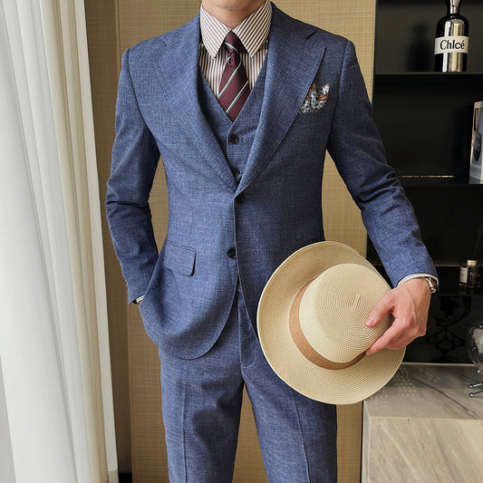 Spring And Summer Professional Casual Men's Three-piece Suit Jacket GlamzKart