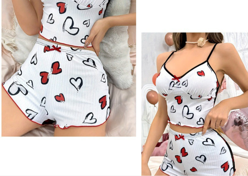 Women's Heart Shape Printed Pajamas Suit GlamzKart