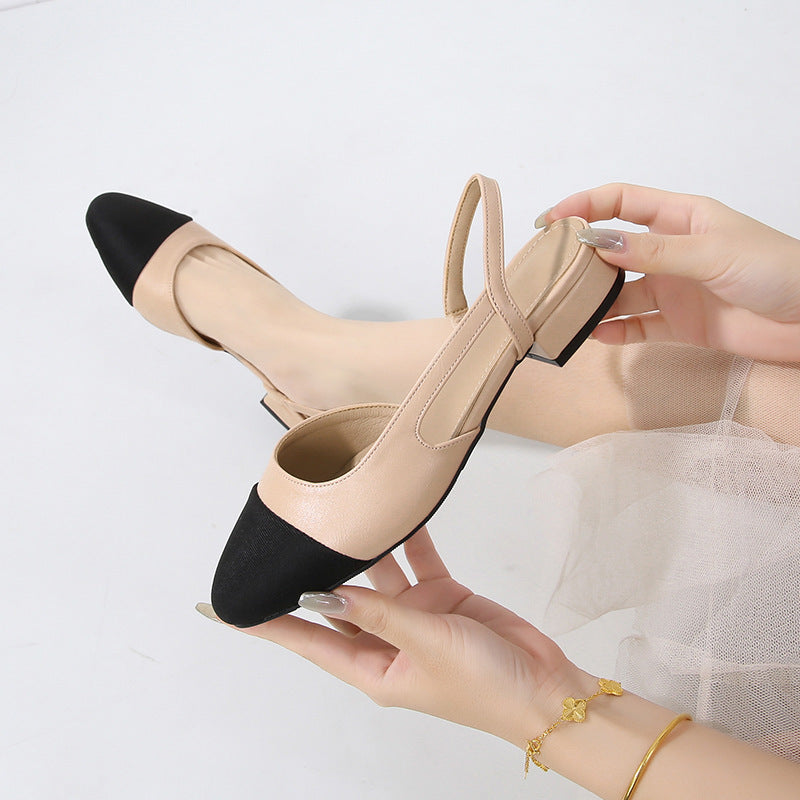 Hollow Color Matching Flat Heel Sandals Small Size Women's Shoes GlamzKart
