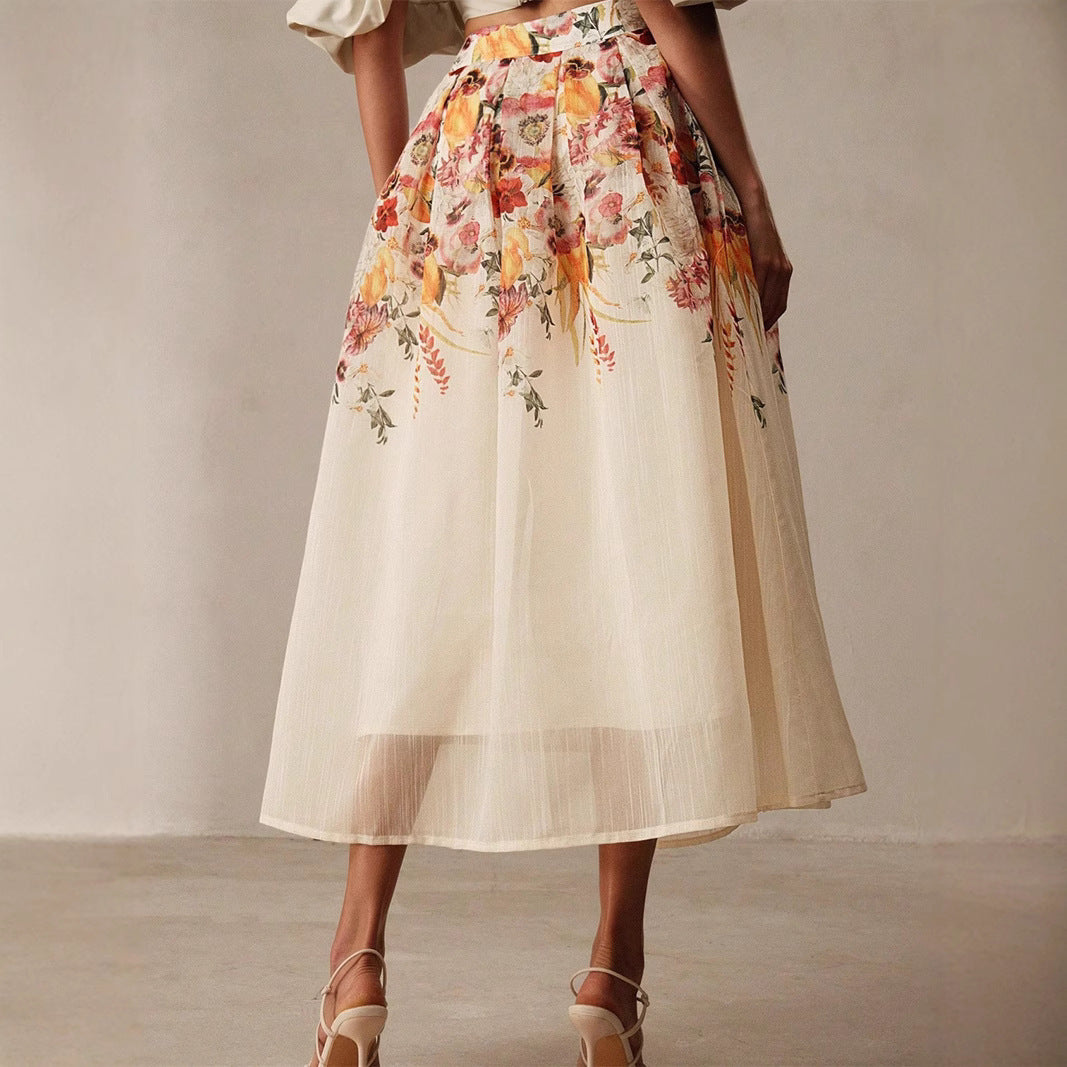 Gorgeous Elegant Bamboo Digital Printed Skirt Light Yellow GlamzKart