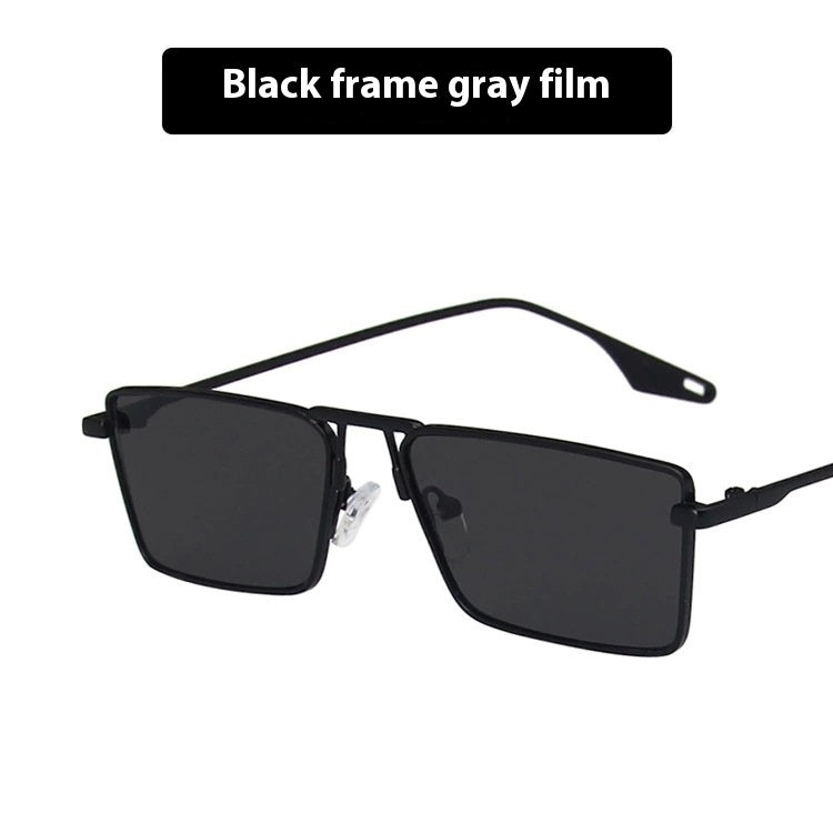 Women's Fashion Metal Frame Sunglasses Small Frame Black Frame Gray GlamzKart