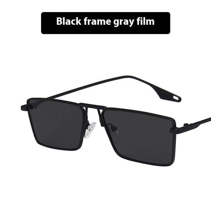 Women's Fashion Metal Frame Sunglasses Small Frame Black Frame Gray GlamzKart
