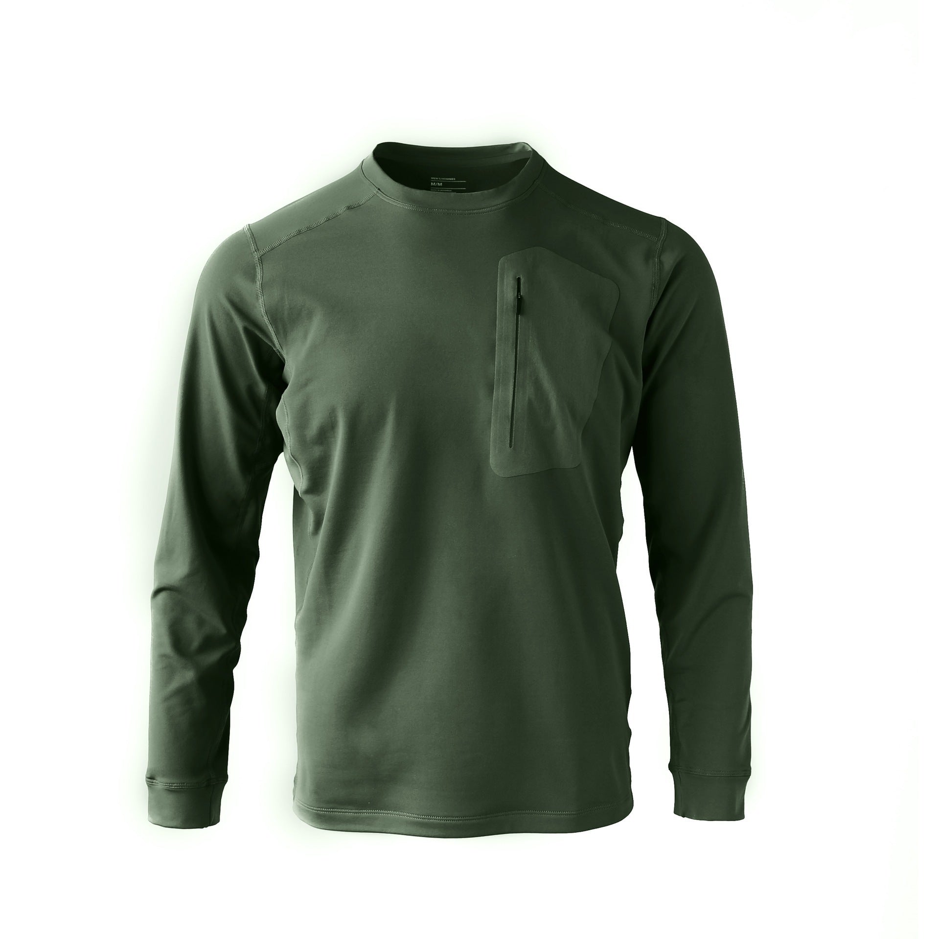 Quick-drying Long-sleeved Bottoming Shirt Round Neck T-shirt Pine Needle Green GlamzKart