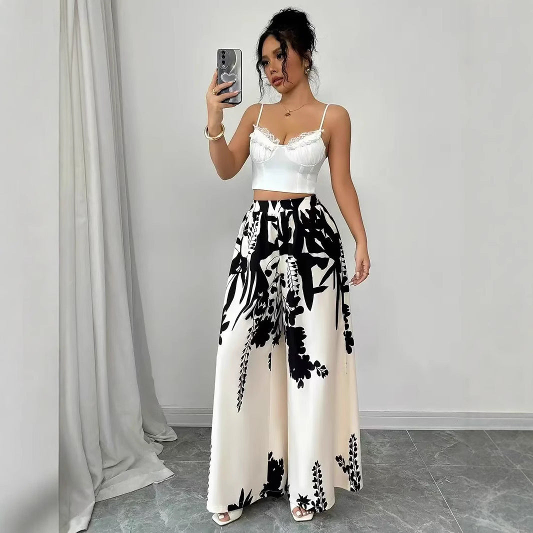 Fashion Printing Lace-up Waist-controlled Slimming Women's Casual Pants GlamzKart