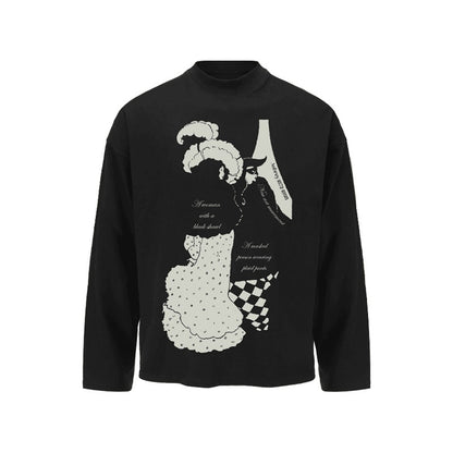 Spring And Autumn Pure Cotton Men And Women Loose Casual Top Long Sleeve Black GlamzKart