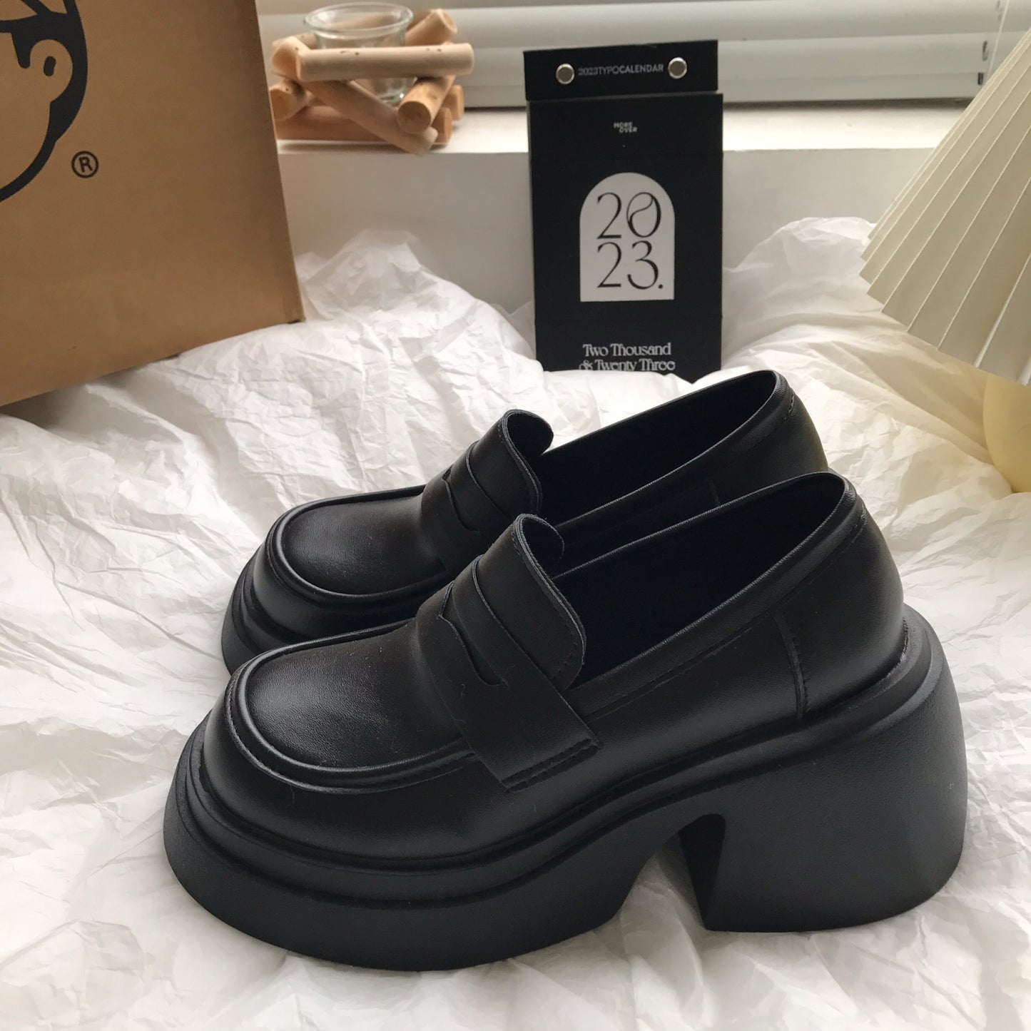 Women With Thick High Heels And Lace Up Small Leather Shoes 5 Style GlamzKart