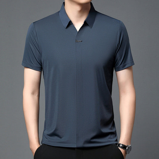 Ice Silk Short Sleeve Men's Fashion Casual Lapel GlamzKart