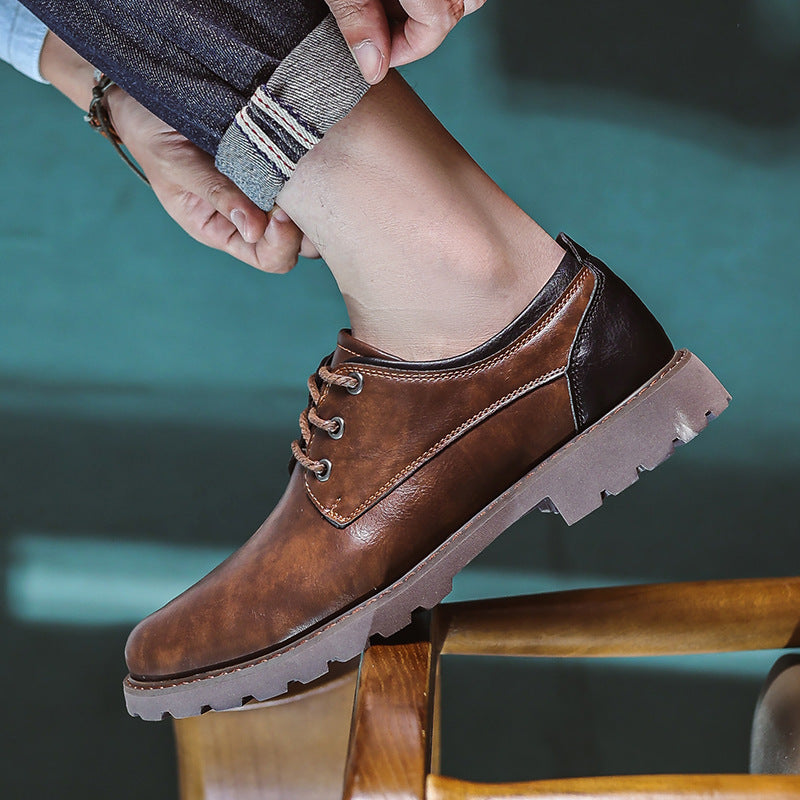 British Style Retro Casual Leather Shoes Men's Casual GlamzKart