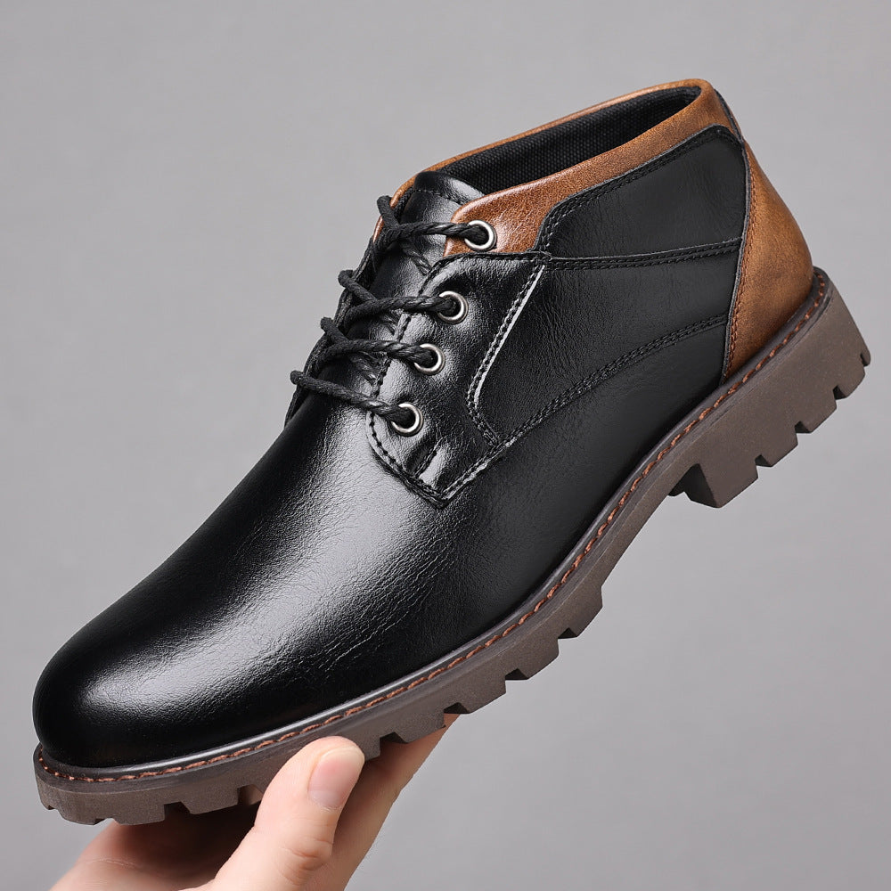 HPIOPL4999 Martin Boots Men's Boots Plus Size Lace Up Low Top 4999 Black GlamzKart