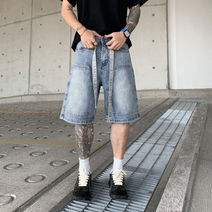 Fashion Work Clothes Gradient Cropped Pants Men Blue 13892 GlamzKart