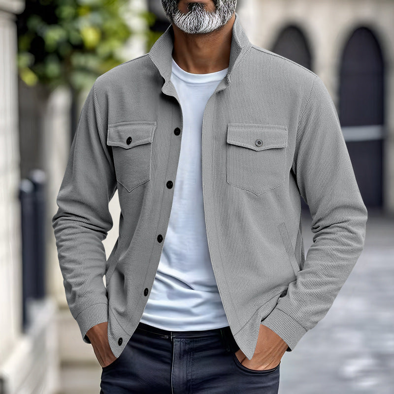Simple Versatile Multi-pocket Long Sleeve Stand-up Collar Jacket Men's Clothing GlamzKart