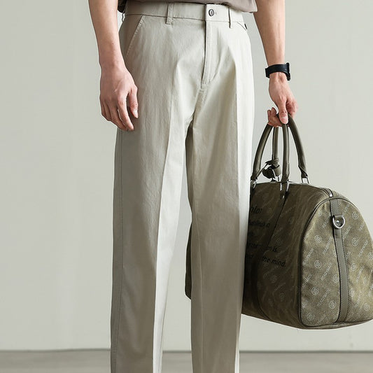 Cotton Blended Elasticated Slacks Men's Straight GlamzKart