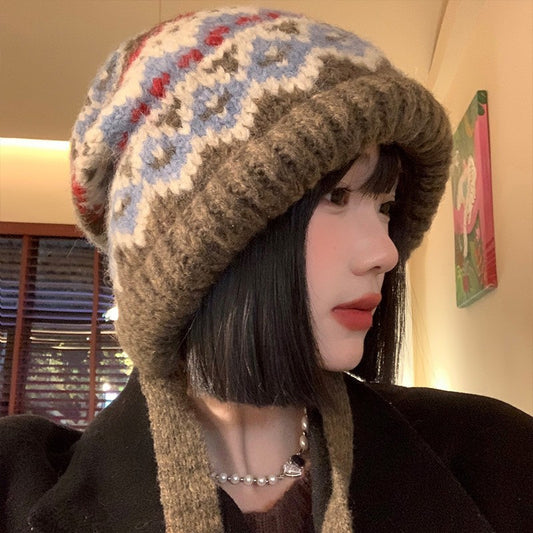 Winter Vintage Hat Bag Cap Warm Ear Protection Wool Hat GlamzKart
