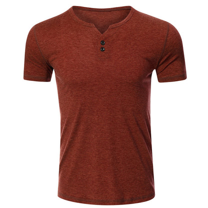 European And American Men's T-shirt American Top Brick Red GlamzKart